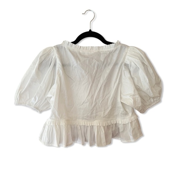LPA Annalie Top White Puff Sleeve Blouse cropped Revolve NWT $158 M - Picture 6 of 9